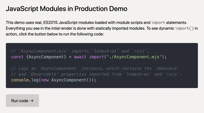 A demo app showing how to use native JavaScript modules with legacy browser support